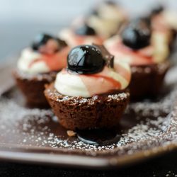 Gluten Free Brownie Bites with Whipped Cream and Luxardo Cherries