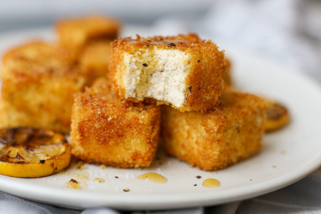 Panko Crusted Tofu Nuggets with Honey Lemon Sauce