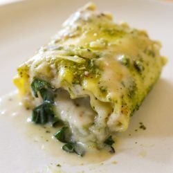 Plant Based Pesto Lasagna Roll-Ups with Ricotta Cheese and Bechamel Sauce - Healthyish Foods