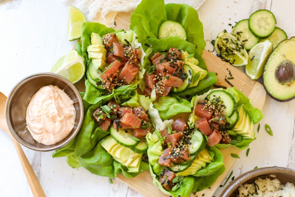 Tuna Poke Lettuce Cups – Healthyish Foods