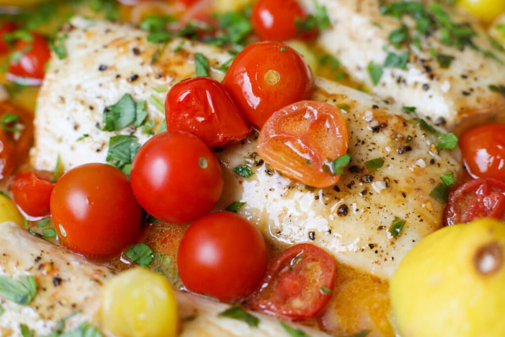 Mahi Mahi with Lemon Butter and Tomatoes – Healthyish Foods