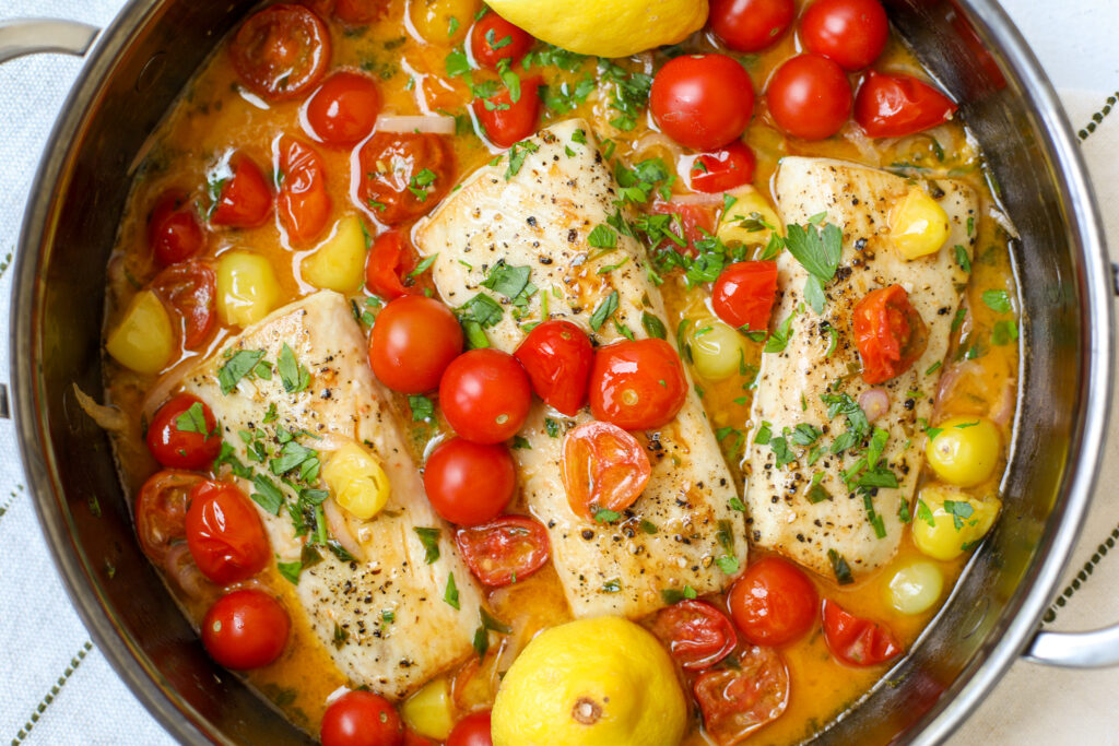 Mahi Mahi with Lemon Butter and Tomatoes – Healthyish Foods