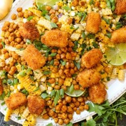 Grilled Corn and Tajin Roasted Chickpea Salad with Halloumi Croutons – Healthyish Foods