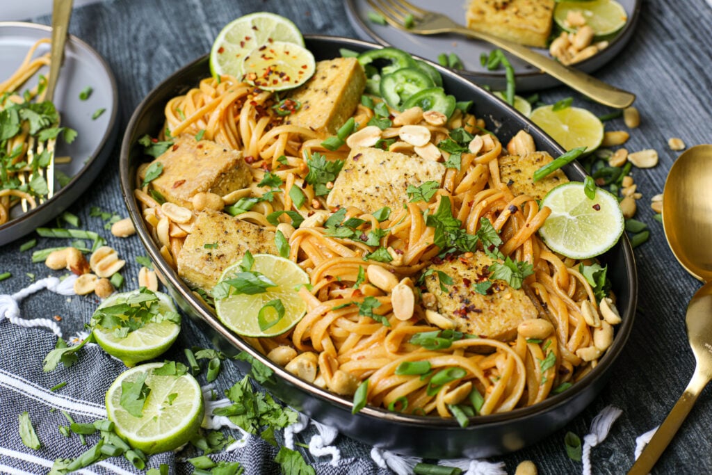 Plant-Based Spicy Tahini Noodles with Crispy Tofu – Healthyish Foods