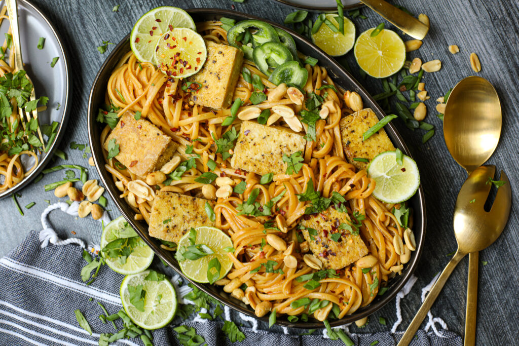 Plant-Based Spicy Tahini Noodles with Crispy Tofu – Healthyish Foods