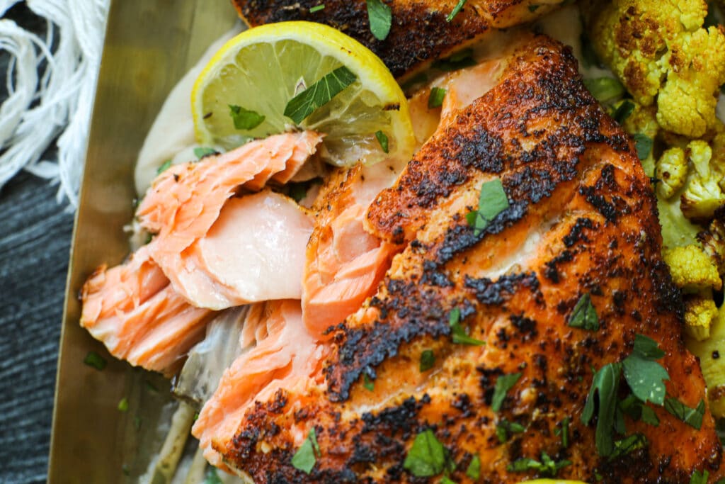 Blackened Salmon with White Bean Coconut Milk Puree – Healthyish Foods