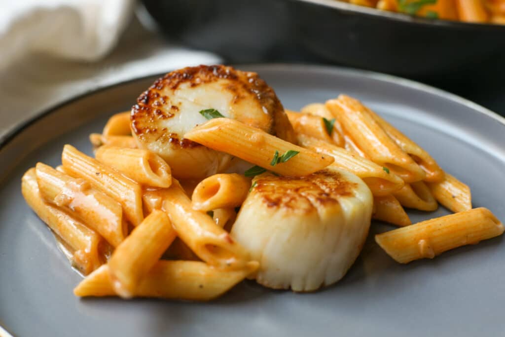 Creamy Penne with Seared Scallops – Healthyish Foods