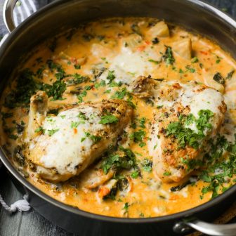 Roasted Chicken with Creamy Spinach & Artichokes – Healthyish Foods