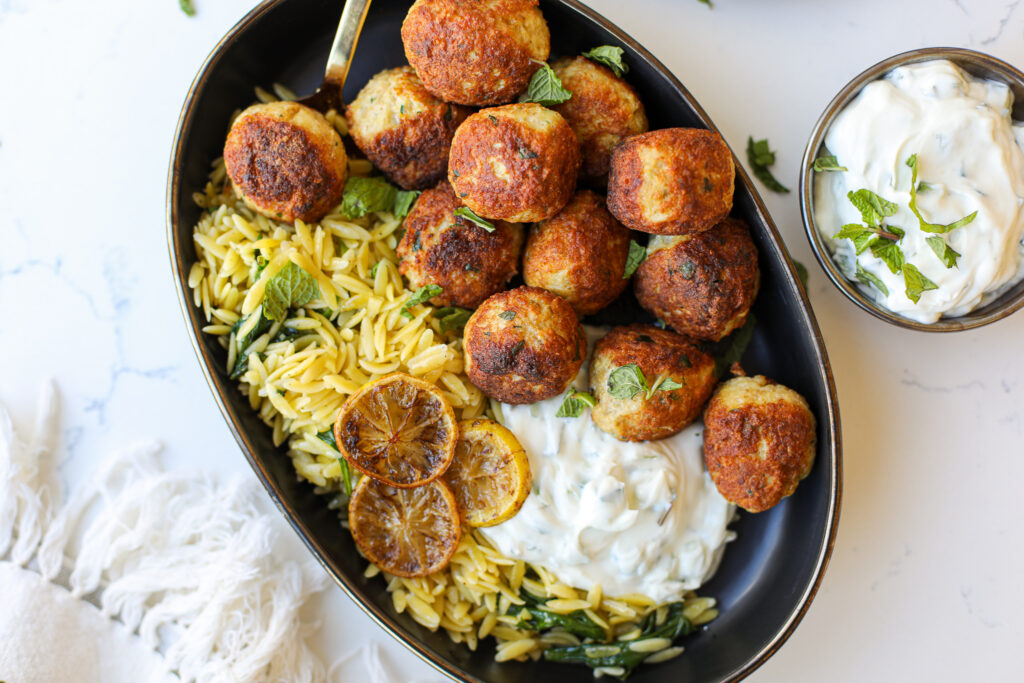 Greek Chicken Meatballs with Tzatziki Sauce – Healthyish Foods