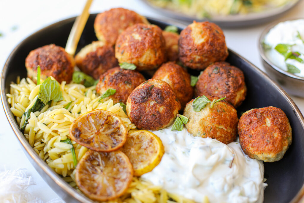 Greek Chicken Meatballs with Tzatziki Sauce – Healthyish Foods