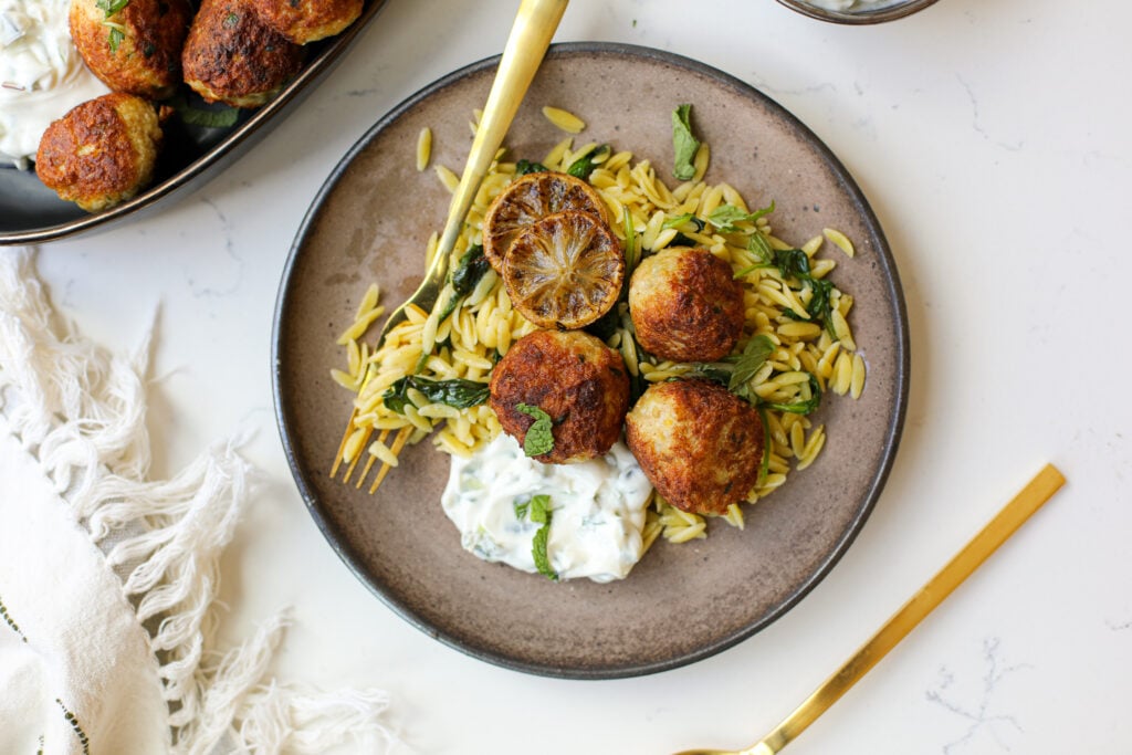 Greek Chicken Meatballs with Tzatziki Sauce – Healthyish Foods