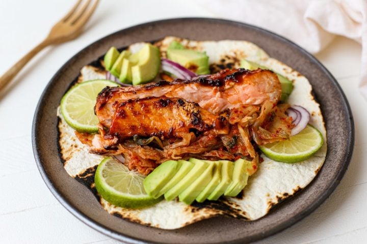 BBQ Salmon and Kimchi Tacos – Healthyish Foods