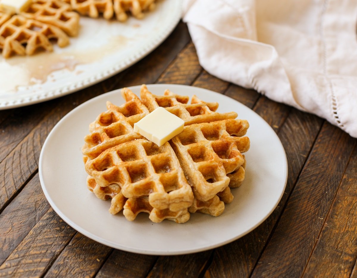 Cinnamon Bun Waffles - Healthyish Foods