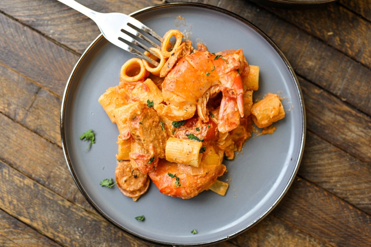 Creamy Cajun Chicken Chorizo and Shrimp Pasta - Healthyish ...