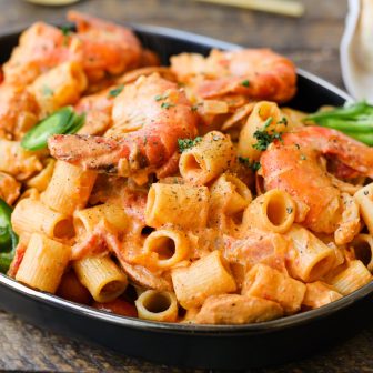 Creamy Cajun Chicken Chorizo and Shrimp Pasta – Healthyish Foods