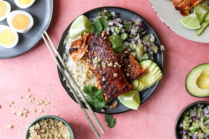 BBQ salmon bowl - healthyish foods