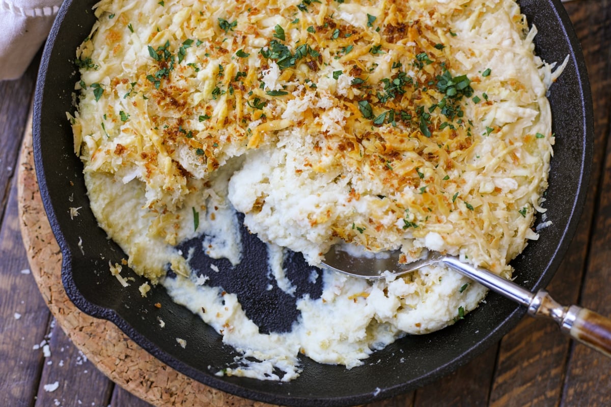 Parmesan Cauliflower Mash Gratin