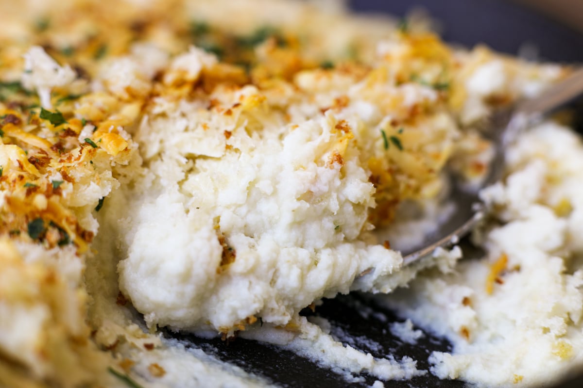 Parmesan Cauliflower Mash Gratin