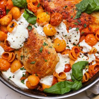 Caprese Pasta with Roasted Chicken – Healthyish Foods