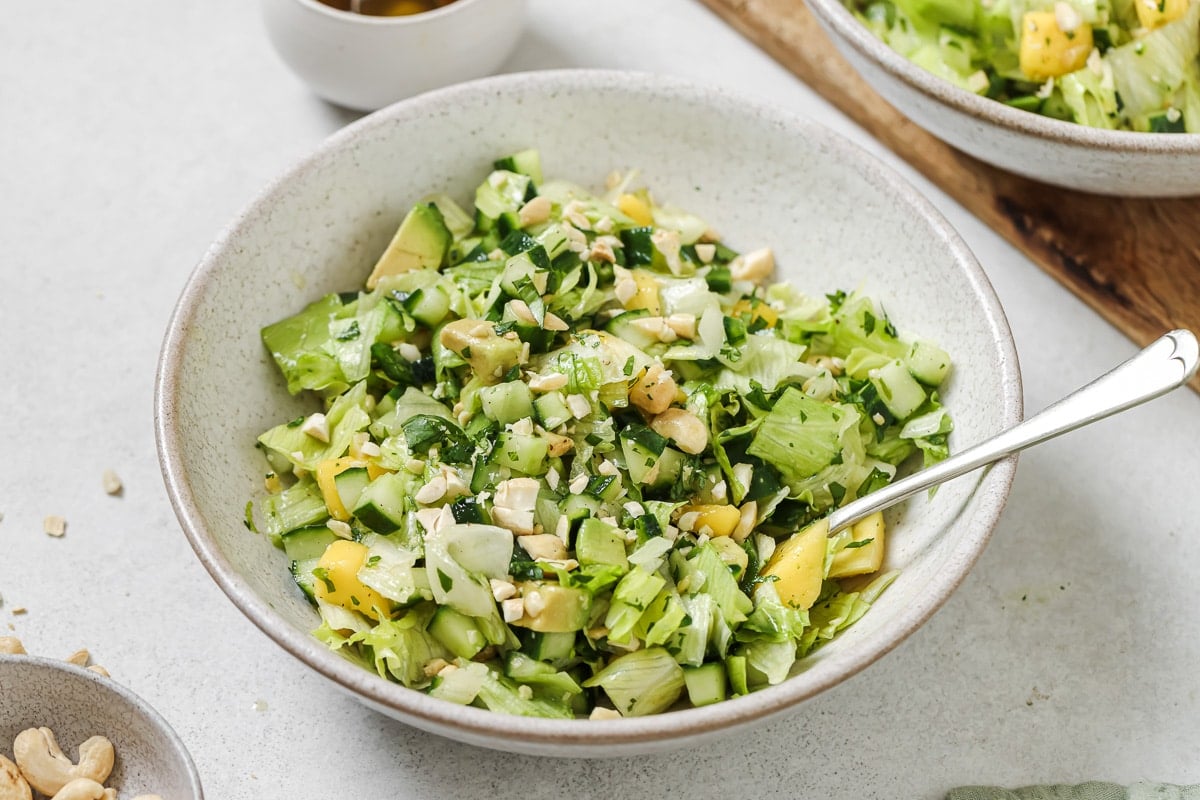 chopped mango salad in a bowl.