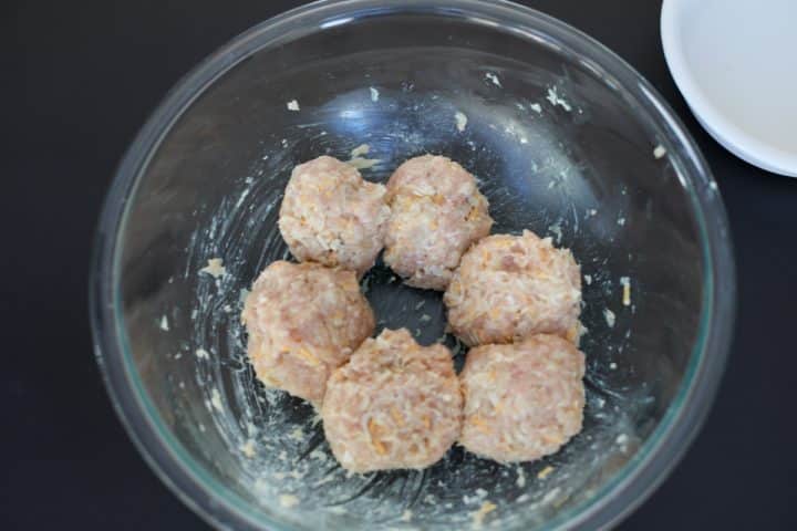 chicken mixture formed into balls.