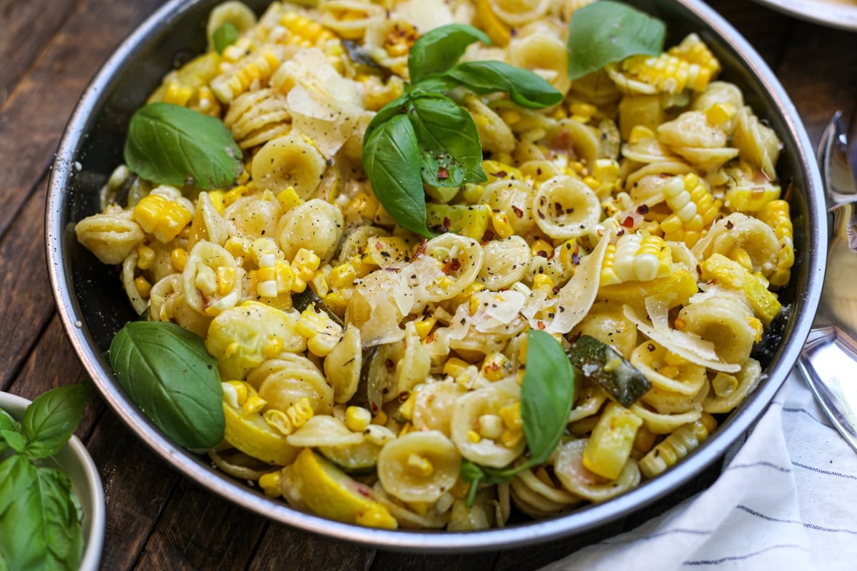 Summer Pasta with Zucchini, Squash and Corn