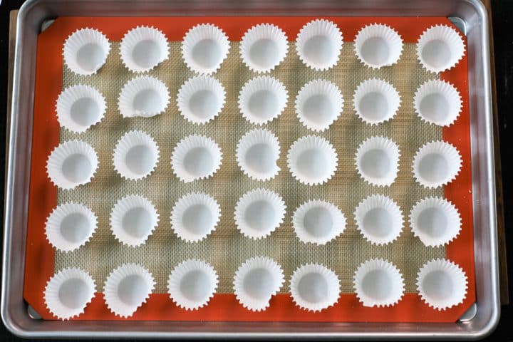 mini liners ona baking tray.