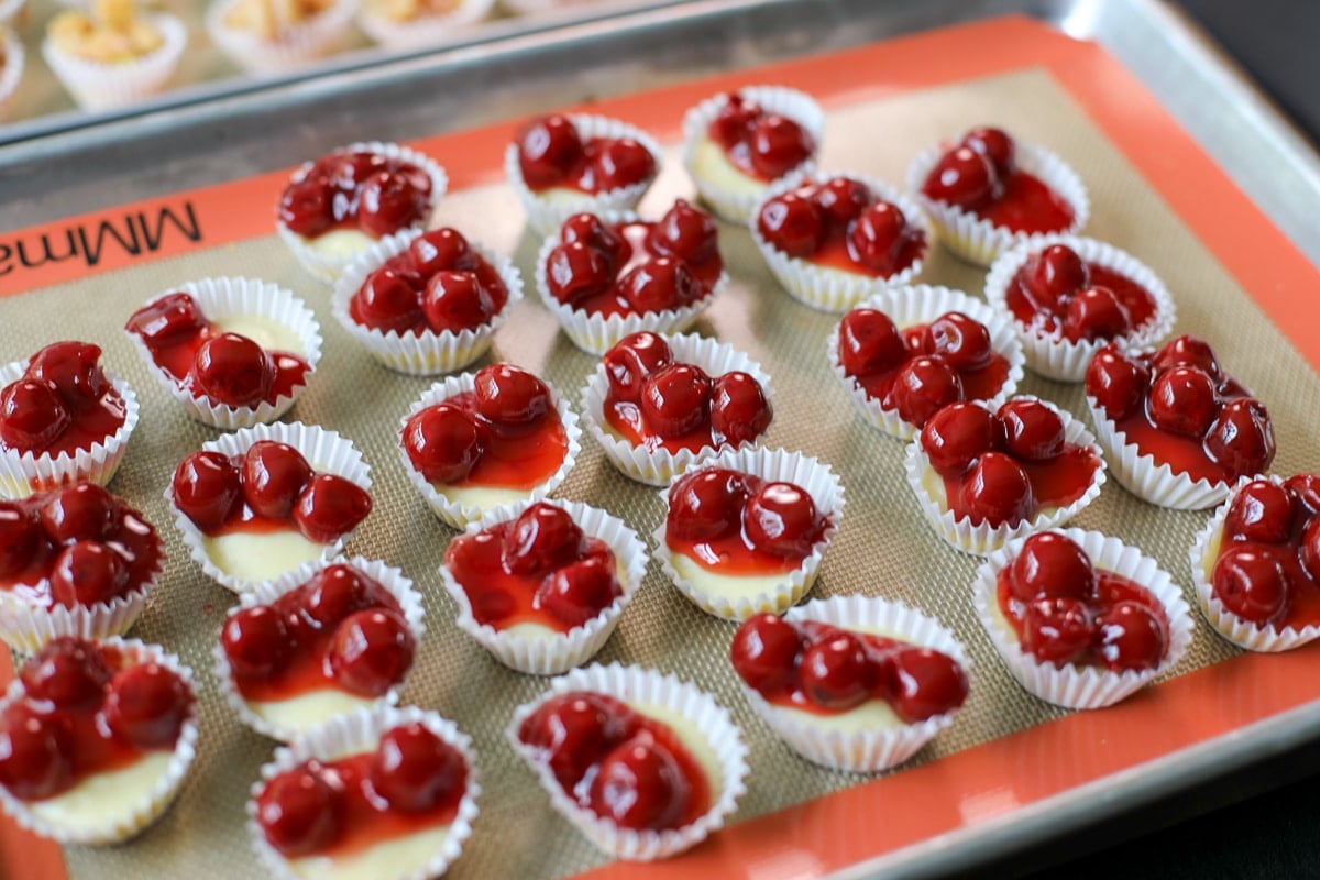 cherry mini cheesecakes.