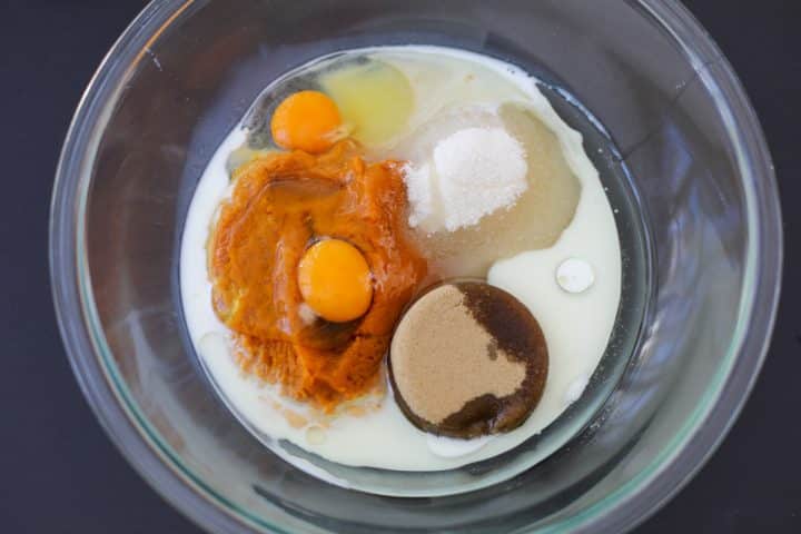 wet ingredients in a bowl. 