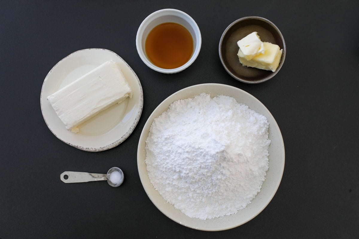 Ingredients needed for the cream cheese frosting. 