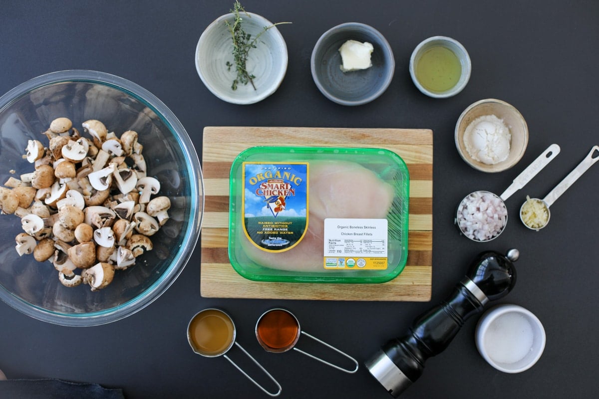 ingredients needed for chicken marsala. 