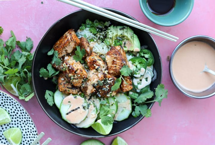 Spicy Salmon Roll Bowls - Healthyish Foods