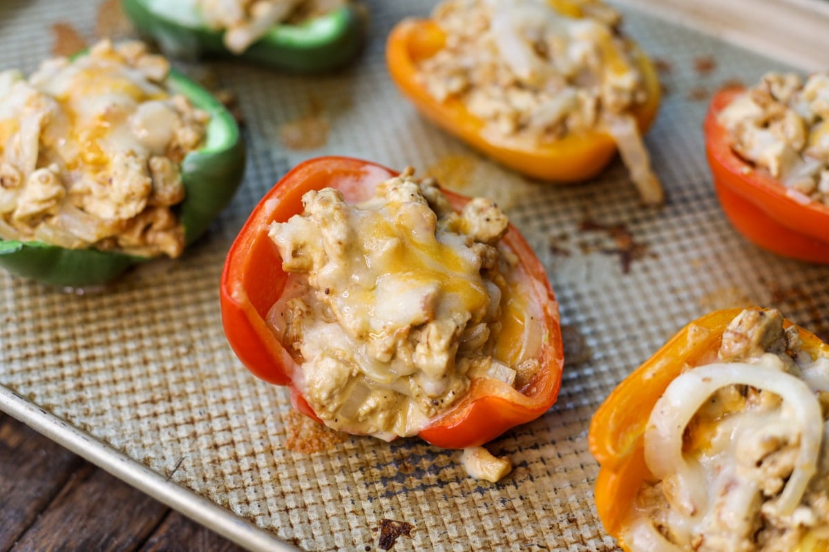 Chicken Philly Cheesesteak Stuffed Peppers – Healthyish Foods