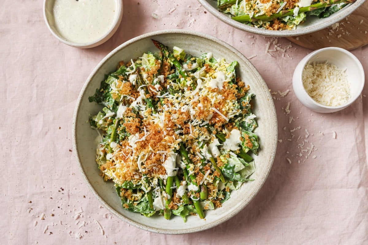 asparagus caesar salad. 