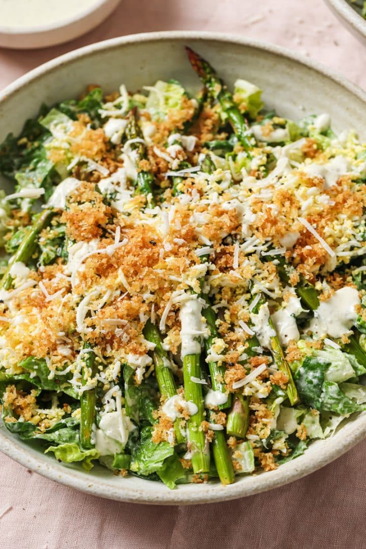 ultimate caesar salad with panko and grated egg.