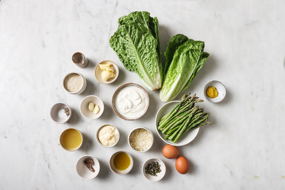 ingredients needed for salad and dressing. 