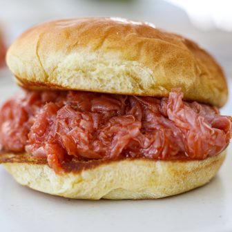 chipped chopped ham barbecue sandwich - healthyish foods