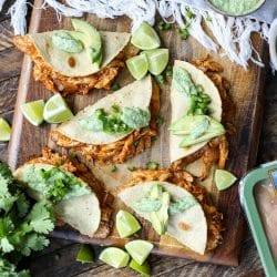 Crispy Chicken Tacos with Avocado Lime Crema – Healthyish Foods