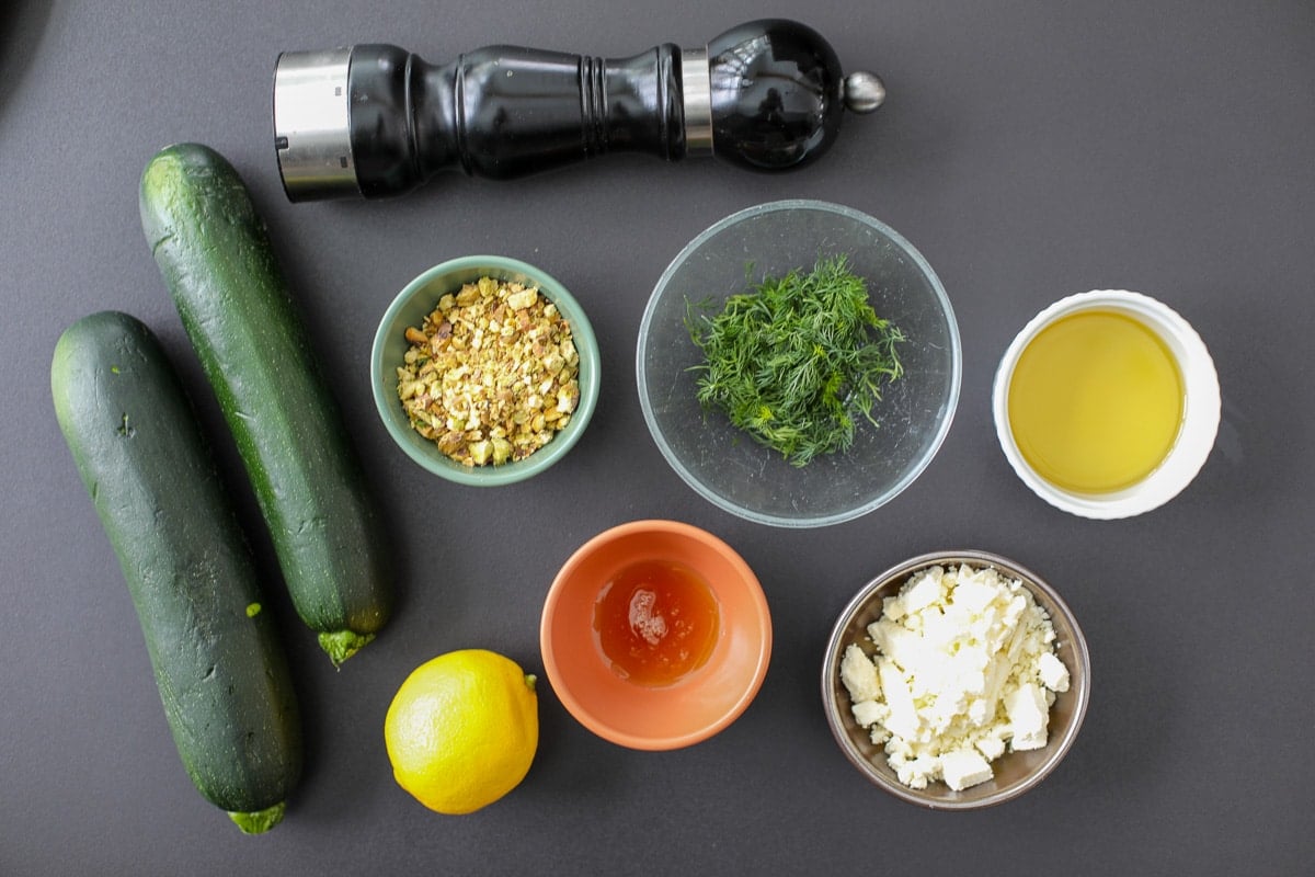 ingredients needed for pan fried zucchini. 