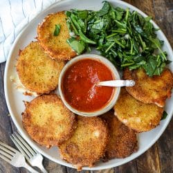 Crispy Fried Mozzarella with Chopped Spinach Salad - healthyish foods