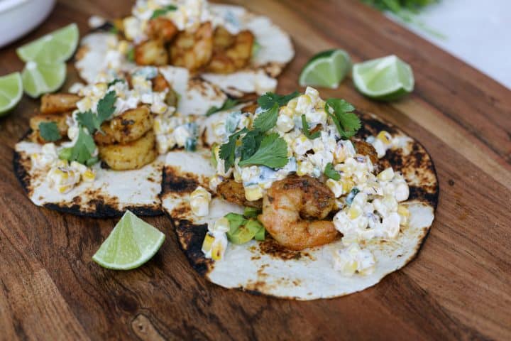 Spicy Shrimp Taco with Creamy Corn Salad - Healthyish Foods