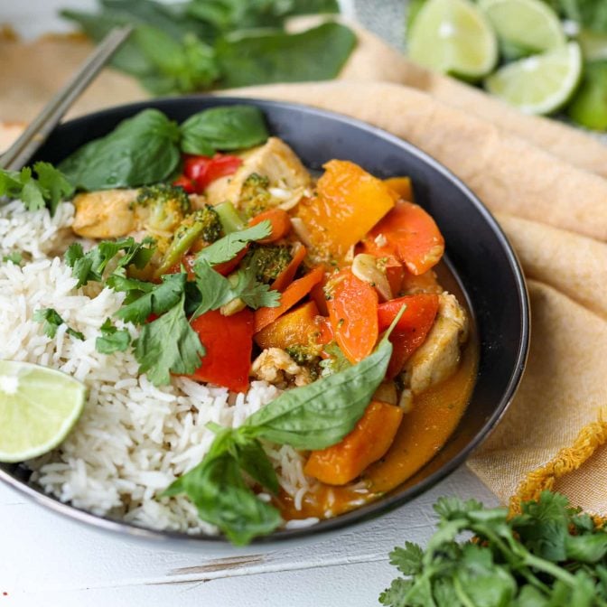 Thai Red Curry Chicken and Vegetables - Healthyish Foods