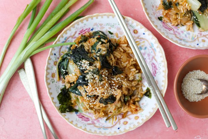 Kimchi Fried Rice with Bok Choy and Green Onions – Healthyish Foods