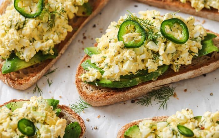 Cottage Cheese Egg Salad recipe on toast.