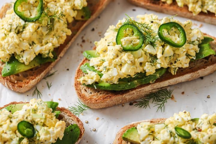 Cottage Cheese Egg Salad recipe on toast.