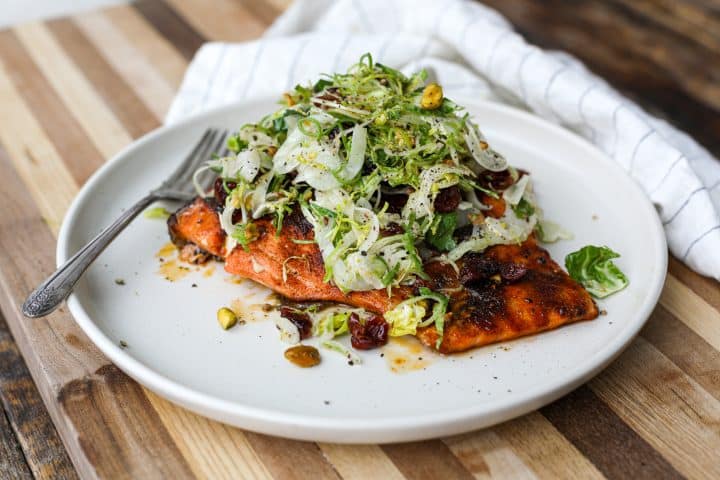 Oven Roasted Salmon with Shaved Vegetable Salad – Healthyish Foods