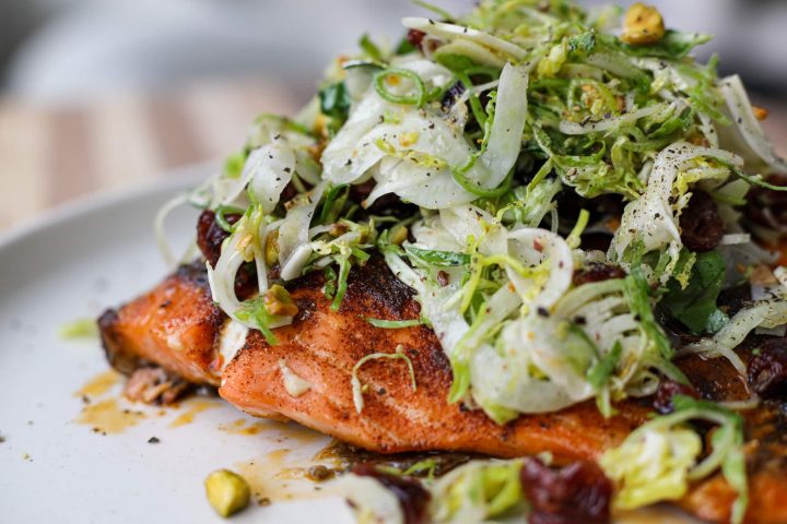 Oven Roasted Salmon with Shaved Vegetable Salad – Healthyish Foods