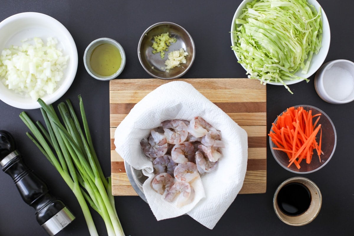 Ingredients needed for egg roll in a bowl. 