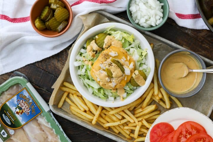 Big Mac Style Chicken Burger Bowl – Healthyish Foods