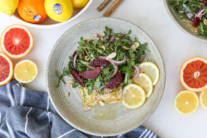 Pan Seared Halibut with Lemon Butter and Citrus Salad – Healthyish Foods